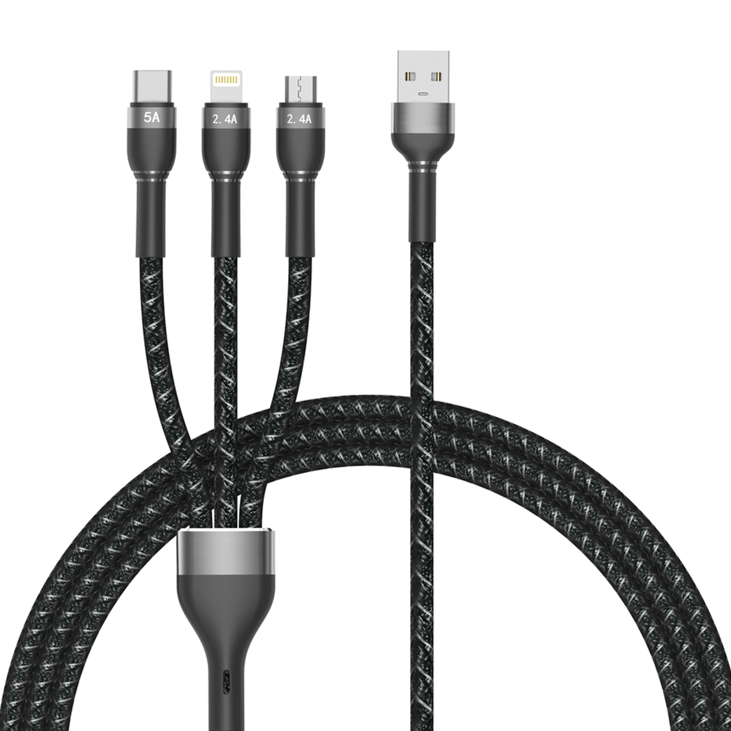 Forzacase Hydra Serisi 3in1 Lightning Type C Micro USB Örgülü Şarj ve Data Kablosu 150 cm - FC320
