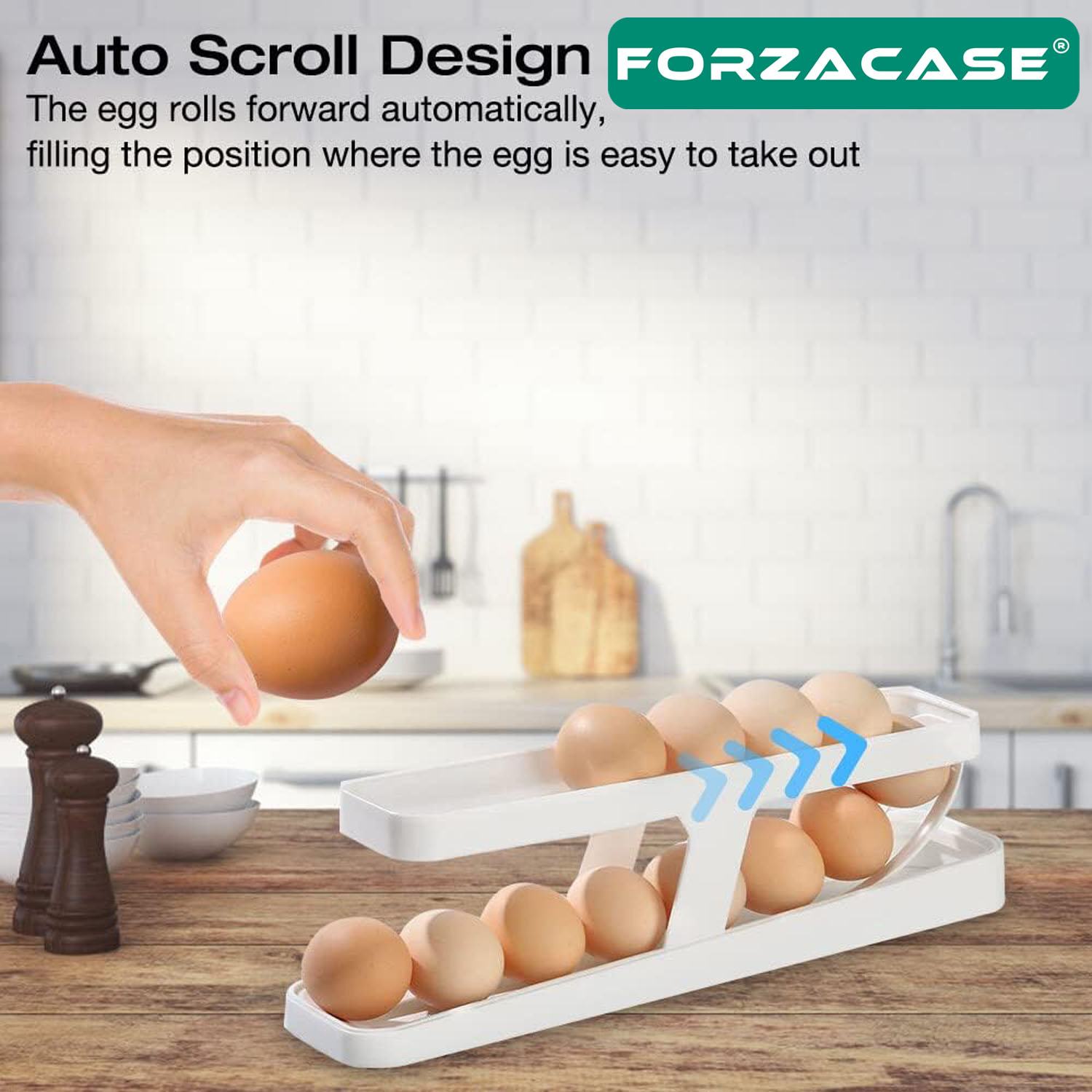 Forzacase 2 Katlı Otomatik Buzdolabı Yumurta Standı Organizer Yumurtalık Rafı Saklama Kabı - FC327