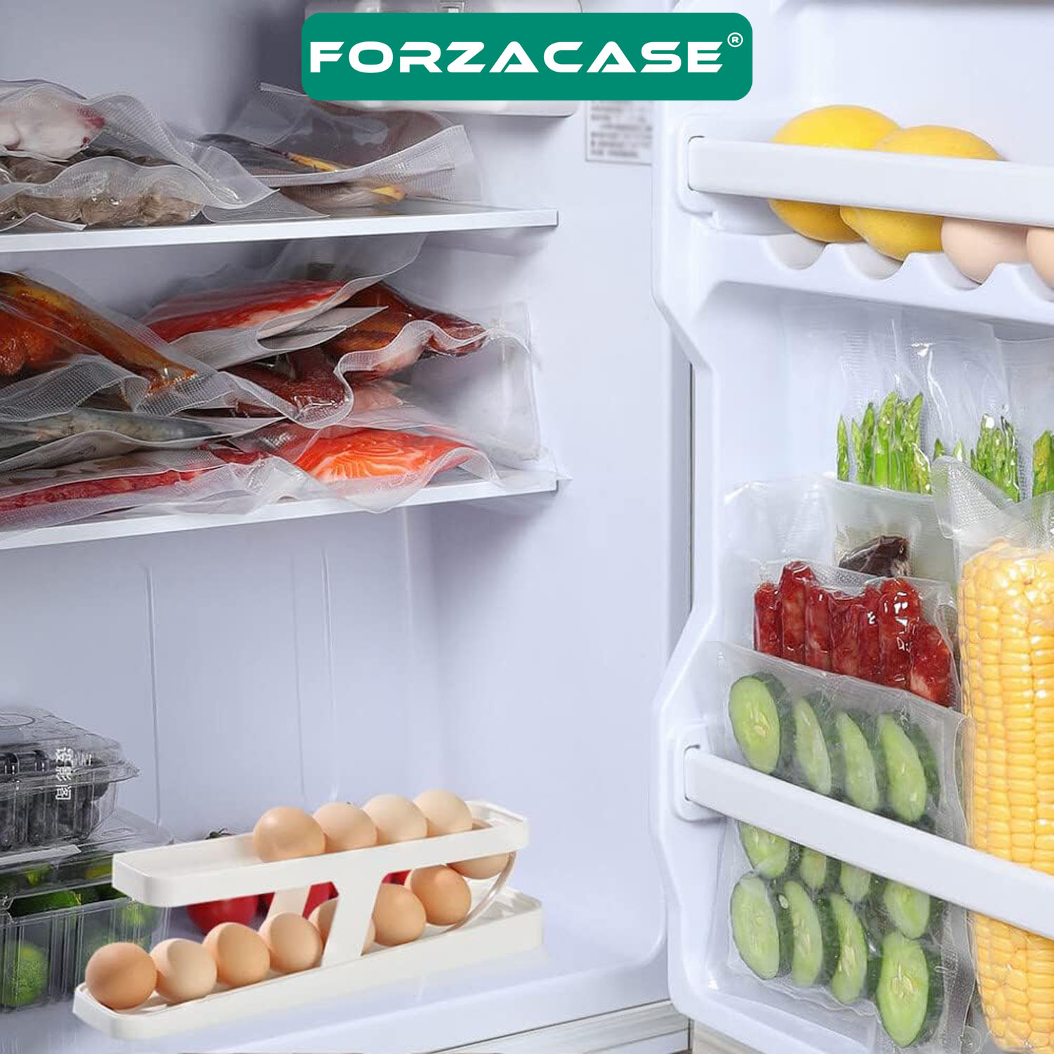 Forzacase 2 Katlı Otomatik Buzdolabı Yumurta Standı Organizer Yumurtalık Rafı Saklama Kabı - FC327