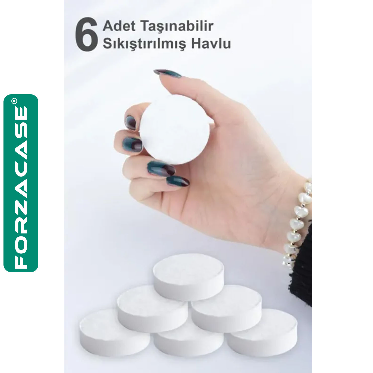 Forzacase Suda Büyüyen Sıkıştırılmış Havlu 6 Adet Çok Amaçlı Makyaj Temizleme Pratik Havlu - FC329