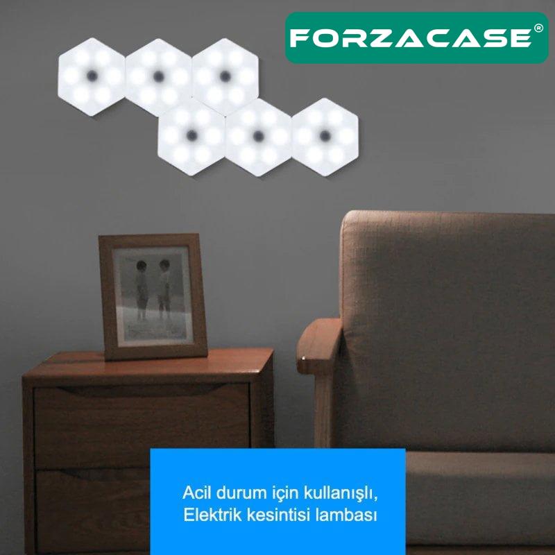 Forzacase 3’lü Kumandalı Altıgen Hareket Sensörlü Pilli Led Işık Lamba  - FC330