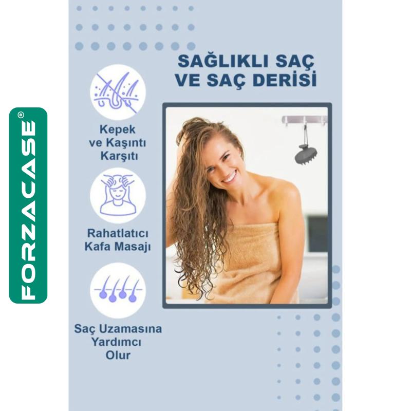 Forzacase Kaşıntı Karşıtı Kepek Önleyici Silikon Saç Masaj Tarağı - FC332