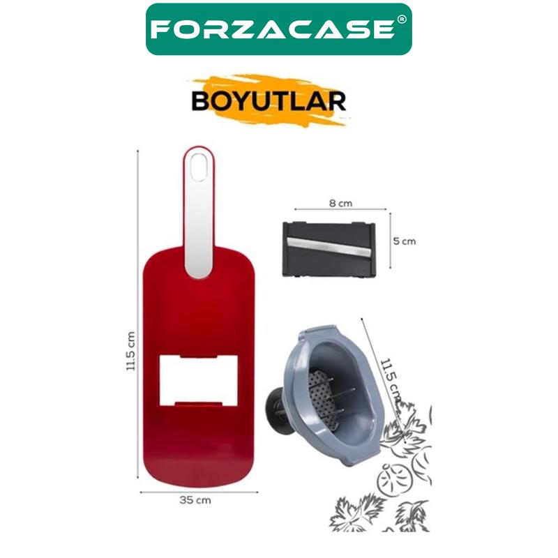 Forzacase 5 Başlıklı Hazneli Meyve Sebze Dilimleyici Beyaz / Kırmızı - FC333