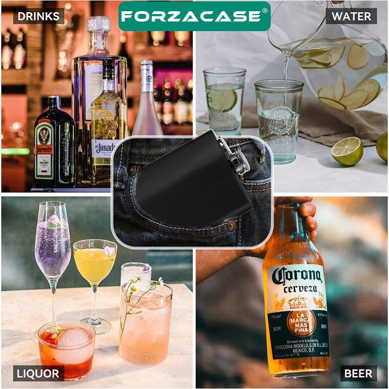 Forzacase Taşınabilir Paslanmaz Çelik İçeçek Matarası Cep Şişesi 6 oz / 180 ml - FC354