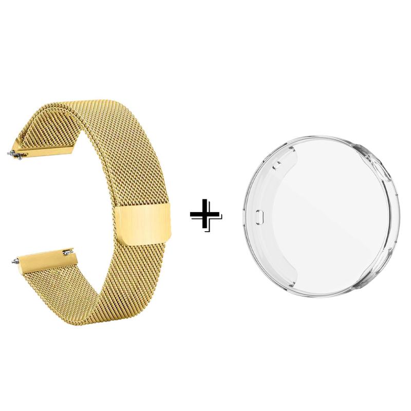 Forzacase Huawei Watch GT4 41mm Metal Mıknatıslı Kordon Kayış + Ekran Korumalı Silikon Kılıf - FC356