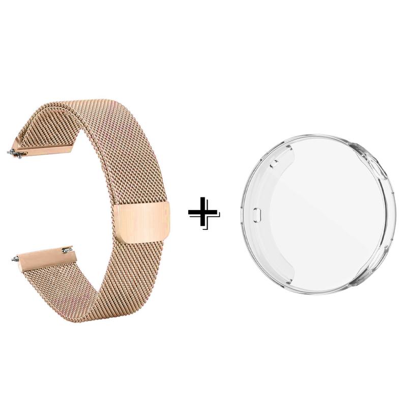 Forzacase Huawei Watch GT4 41mm Metal Mıknatıslı Kordon Kayış + Ekran Korumalı Silikon Kılıf - FC356