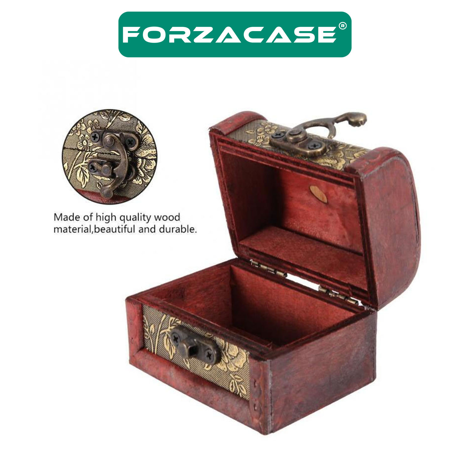 Forzacase 3’lü Vintage Nostalji Ahşap Deri Sandık Kutusu 3 Boy Mücevher Takı Saklama Kutusu - FC365