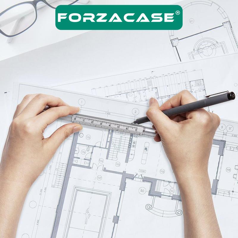 Forzacase Su Terazili Cetvelli Tornavidalı Çok Fonksiyonlu Mühendis Kalemi Dokunmatik Touchpen FC367