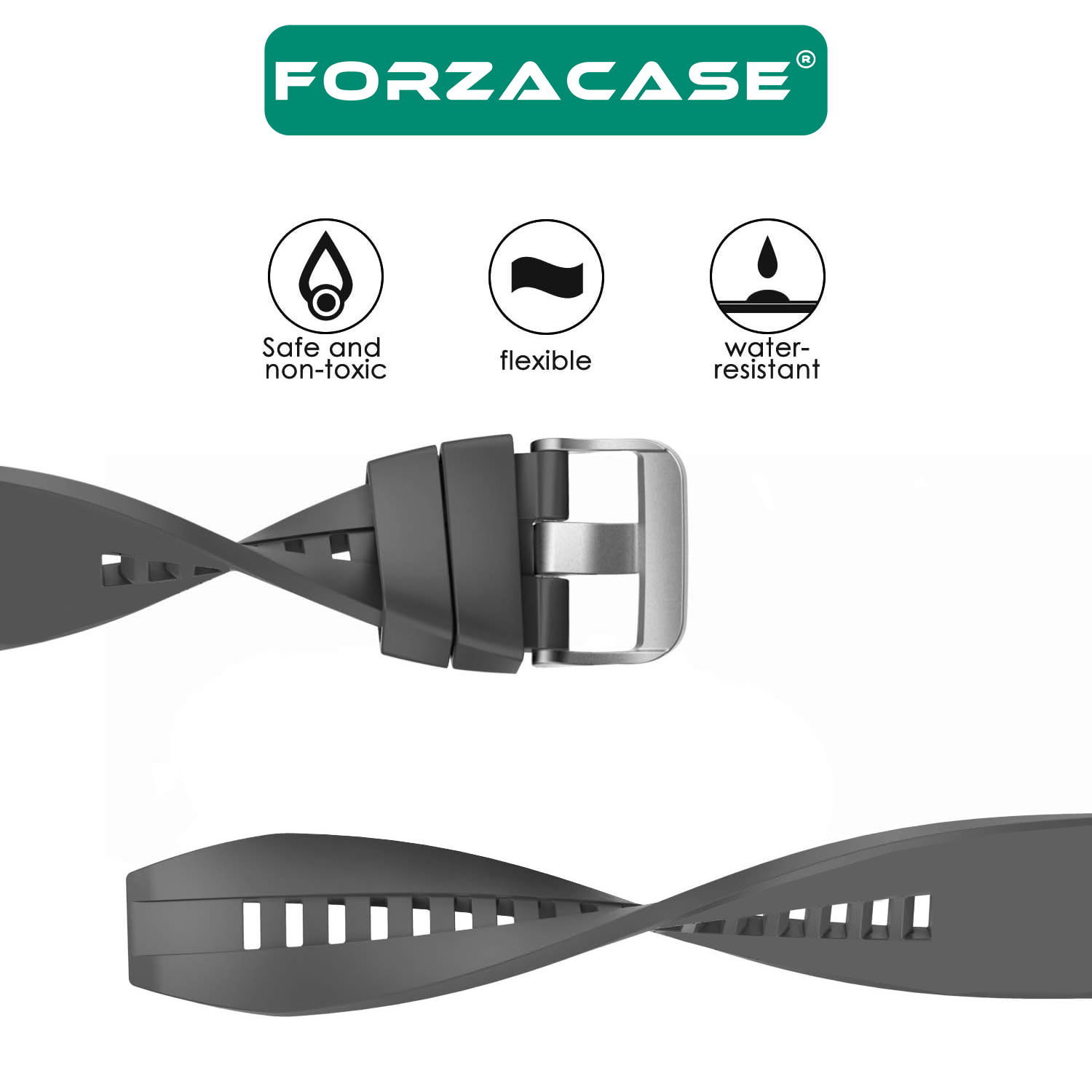 Forzacase Universal 20mm Akıllı Saatler için Tokalı Çizgi Desen Silikon Kordon Kayış - FC1069