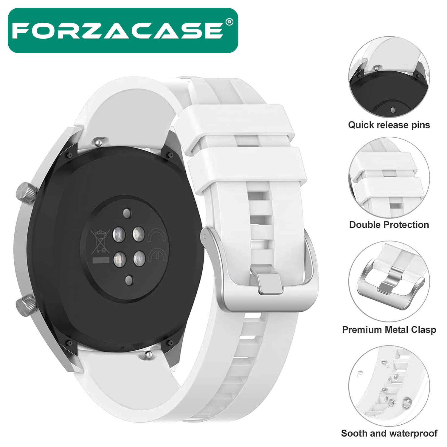Forzacase Huawei Watch 3 / 3 Pro için Tokalı Çizgi Desen Silikon Kordon Kayış - FC369