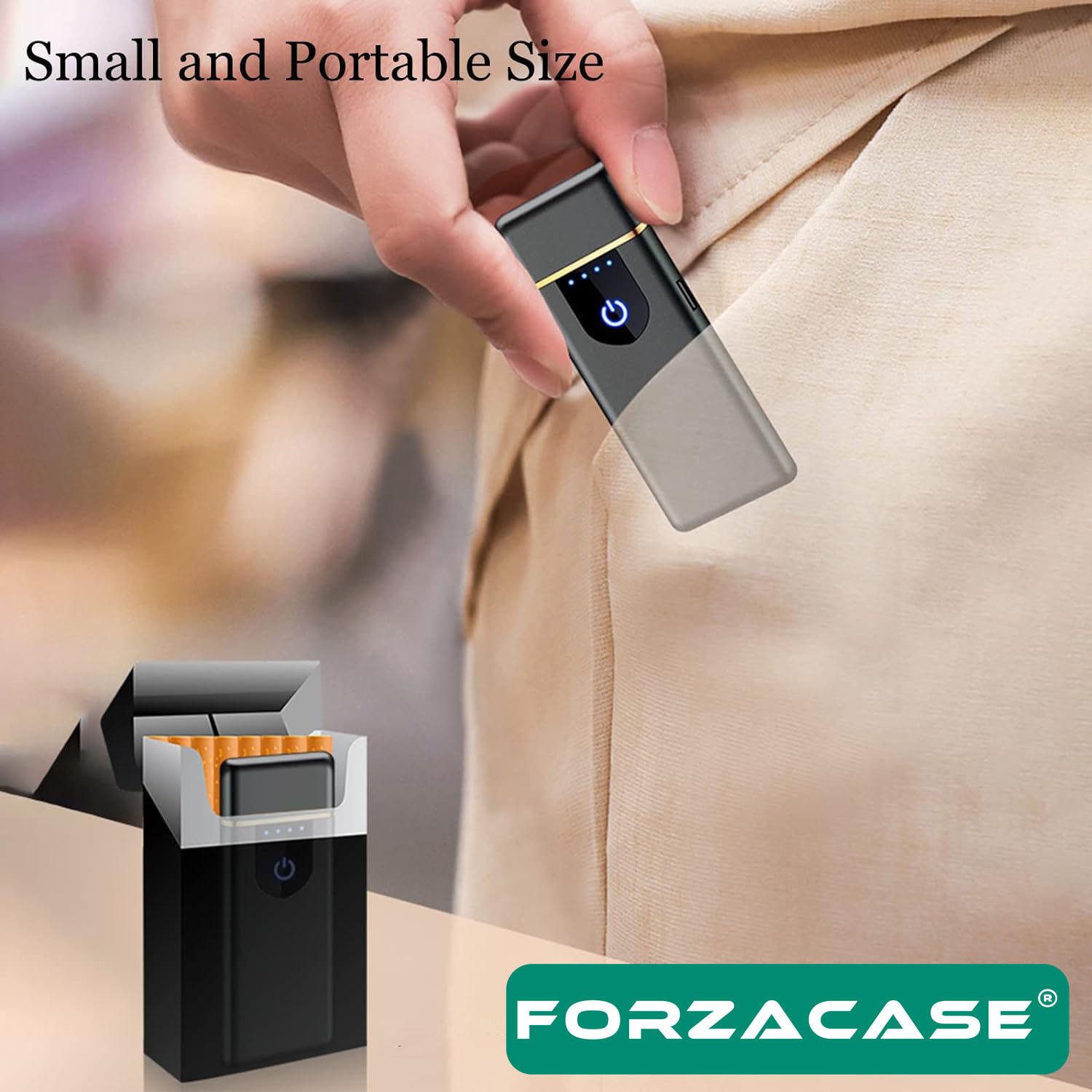Forzacase Metal Çerçeveli USB Şarjlı Dokunmatik Alevsiz Elektronik Tesla Çakmak Hediye Çakmak FC375