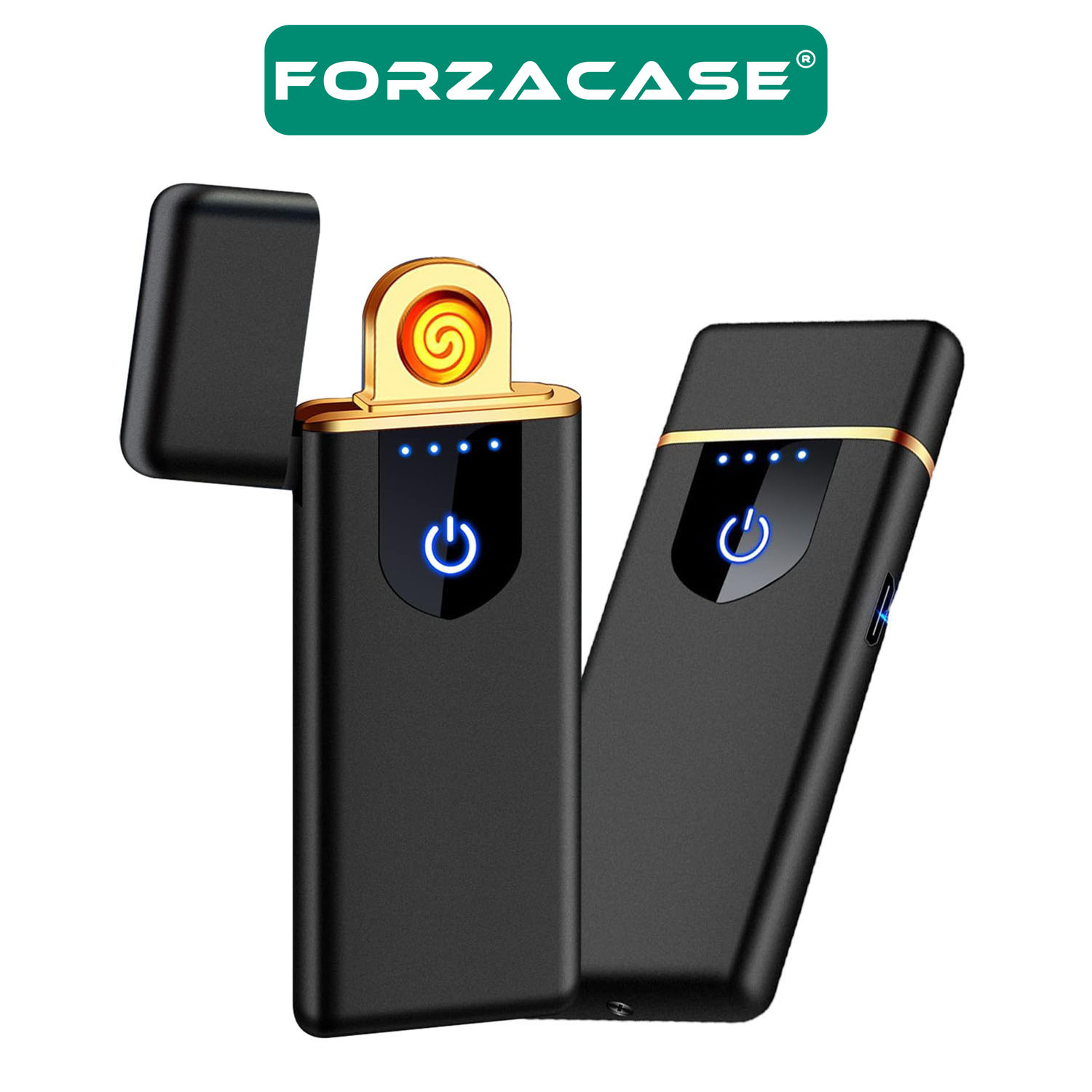 Forzacase Metal Çerçeveli USB Şarjlı Dokunmatik Alevsiz Elektronik Tesla Çakmak Hediye Çakmak FC375