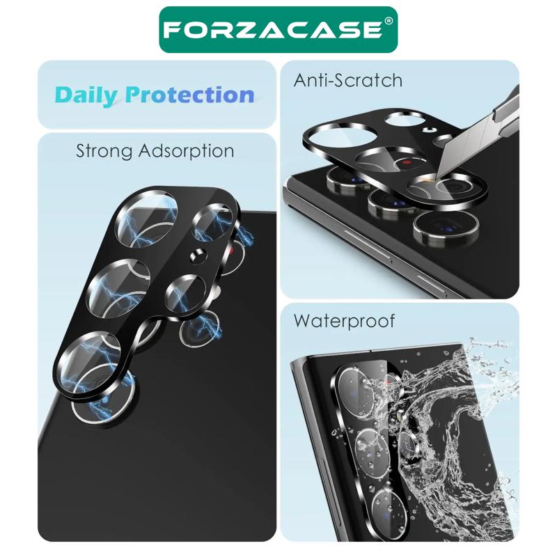 Forzacase Samsung Galaxy S25 Ultra ile uyumlu Kamera Lens Koruma Halkası Siyah - FC377