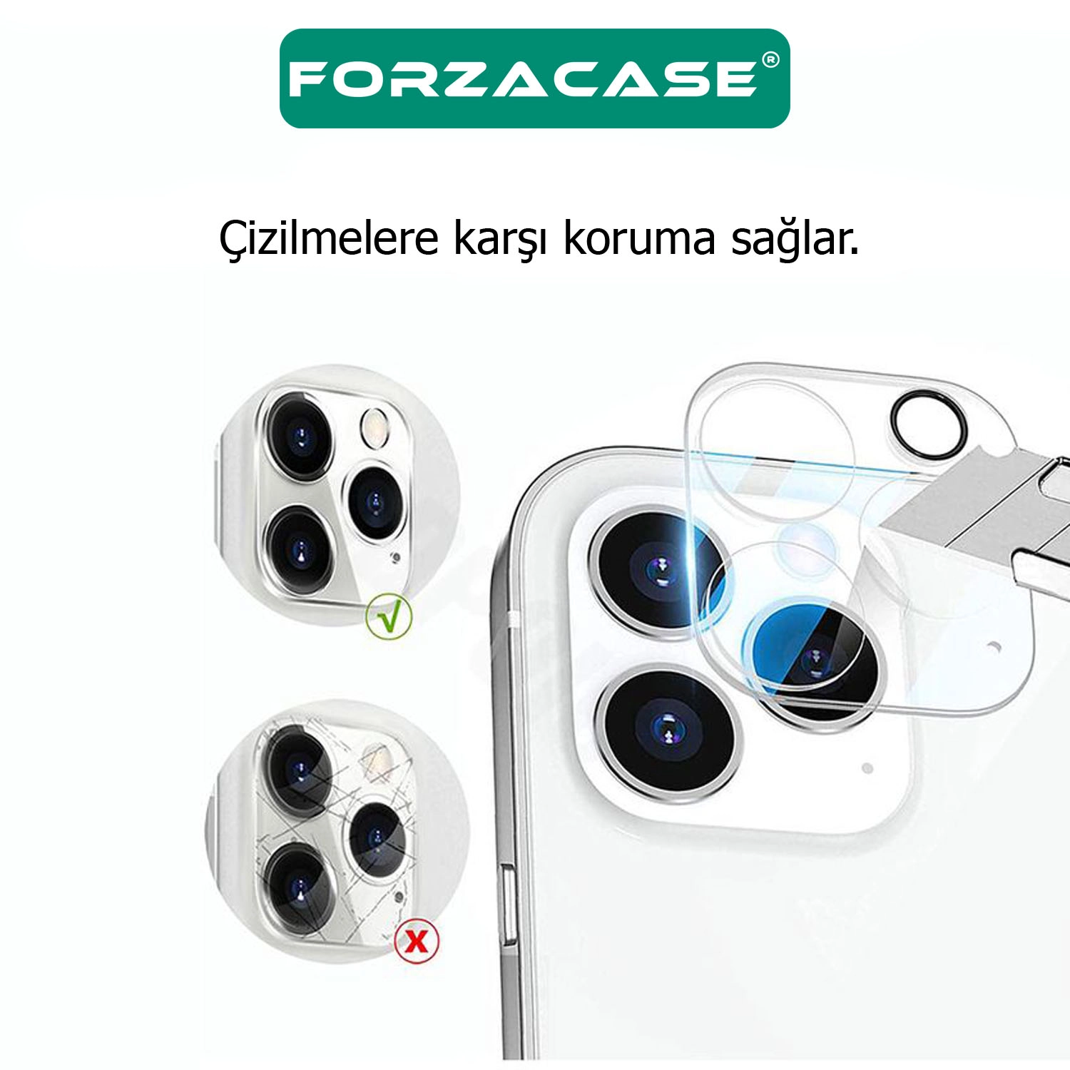 Forzacase iPhone 17 ile uyumlu Kamera Lens Koruyucu Cam Filmi Şeffaf - FC378