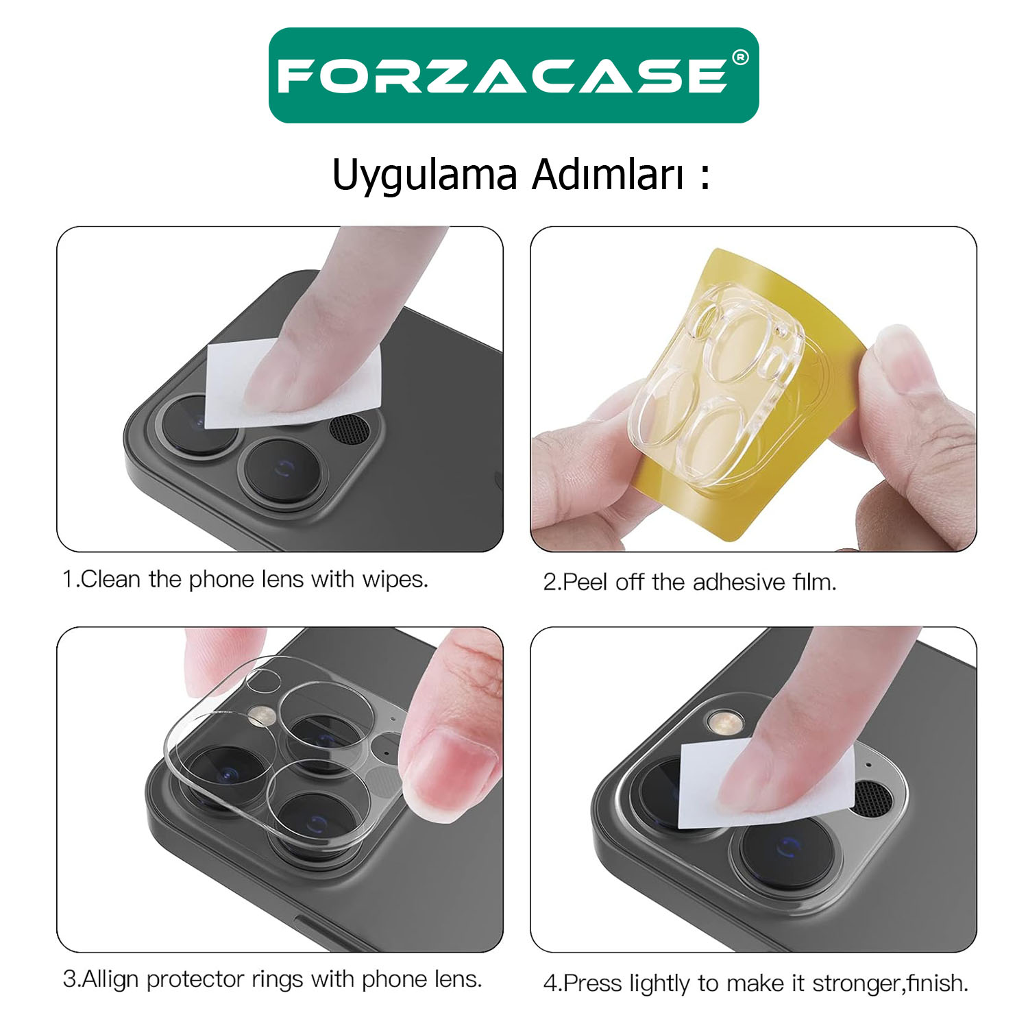 Forzacase iPhone 13 Pro ile uyumlu Kamera Lens Koruyucu Cam Filmi - FC378