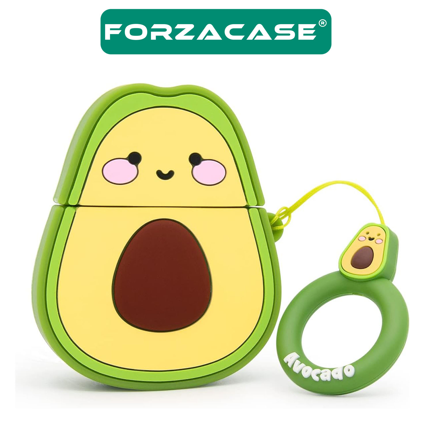 Forzacase Airpods 1 / 2 uyumlu Avokado Desenli Anahtar Askılıklı Bluetooth Kulaklık Kılıfı - FC382