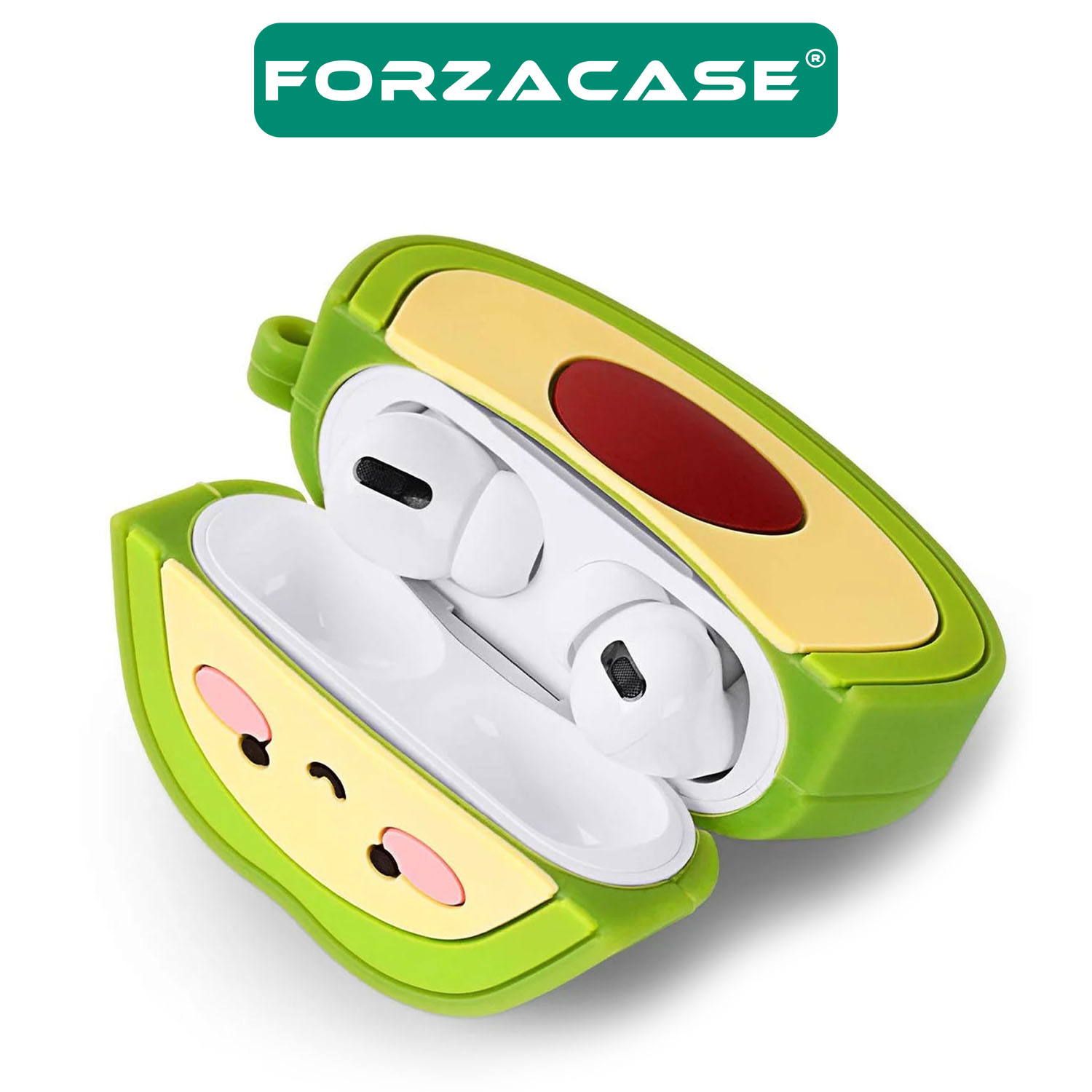 Forzacase Airpods Pro uyumlu Avokado Desenli Anahtar Askılıklı Bluetooth Kulaklık Kılıfı - FC383