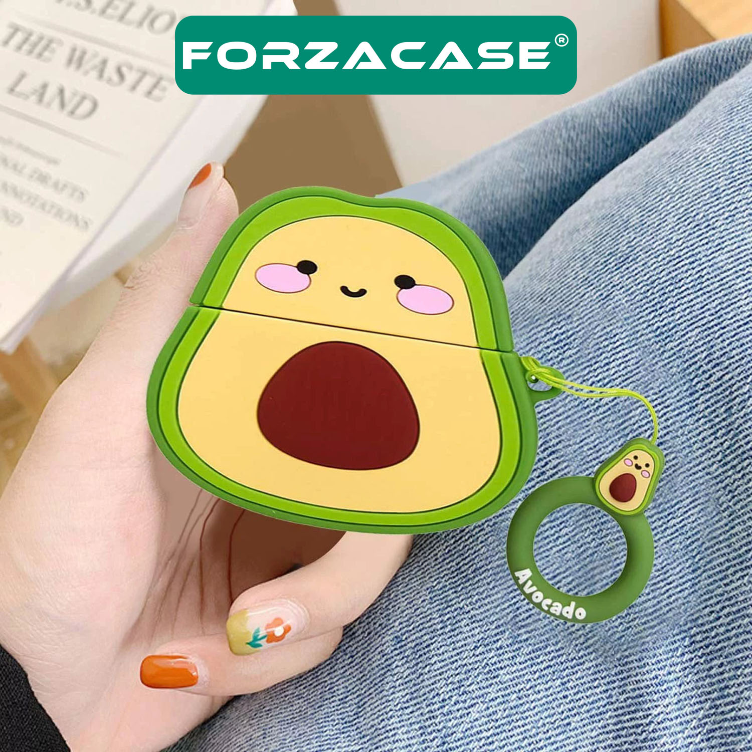 Forzacase Airpods Pro uyumlu Avokado Desenli Anahtar Askılıklı Bluetooth Kulaklık Kılıfı - FC383