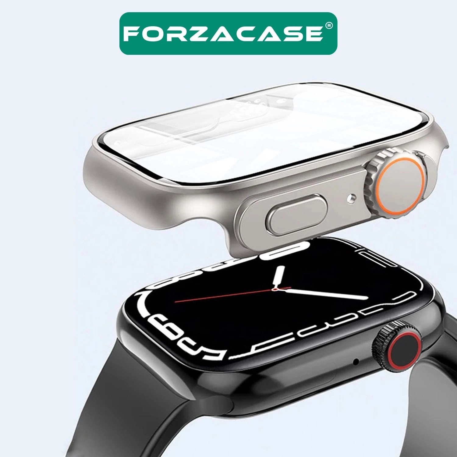 Forzacase Apple Watch 11 42mm uyumlu Full Ekran Kasa Koruyucu ve Watch Ultra Çevirici Kılıf Siyah - FC398