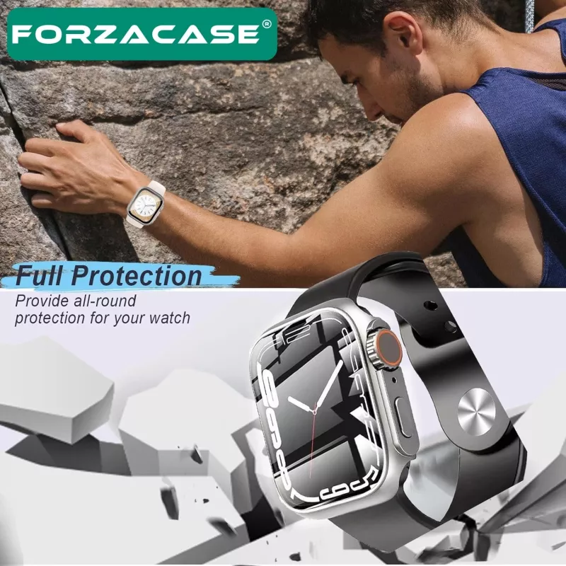 Forzacase Apple Watch 10 42mm uyumlu Full Ekran Kasa Koruyucu ve Watch Ultra Çevirici Kılıf Siyah - FC398