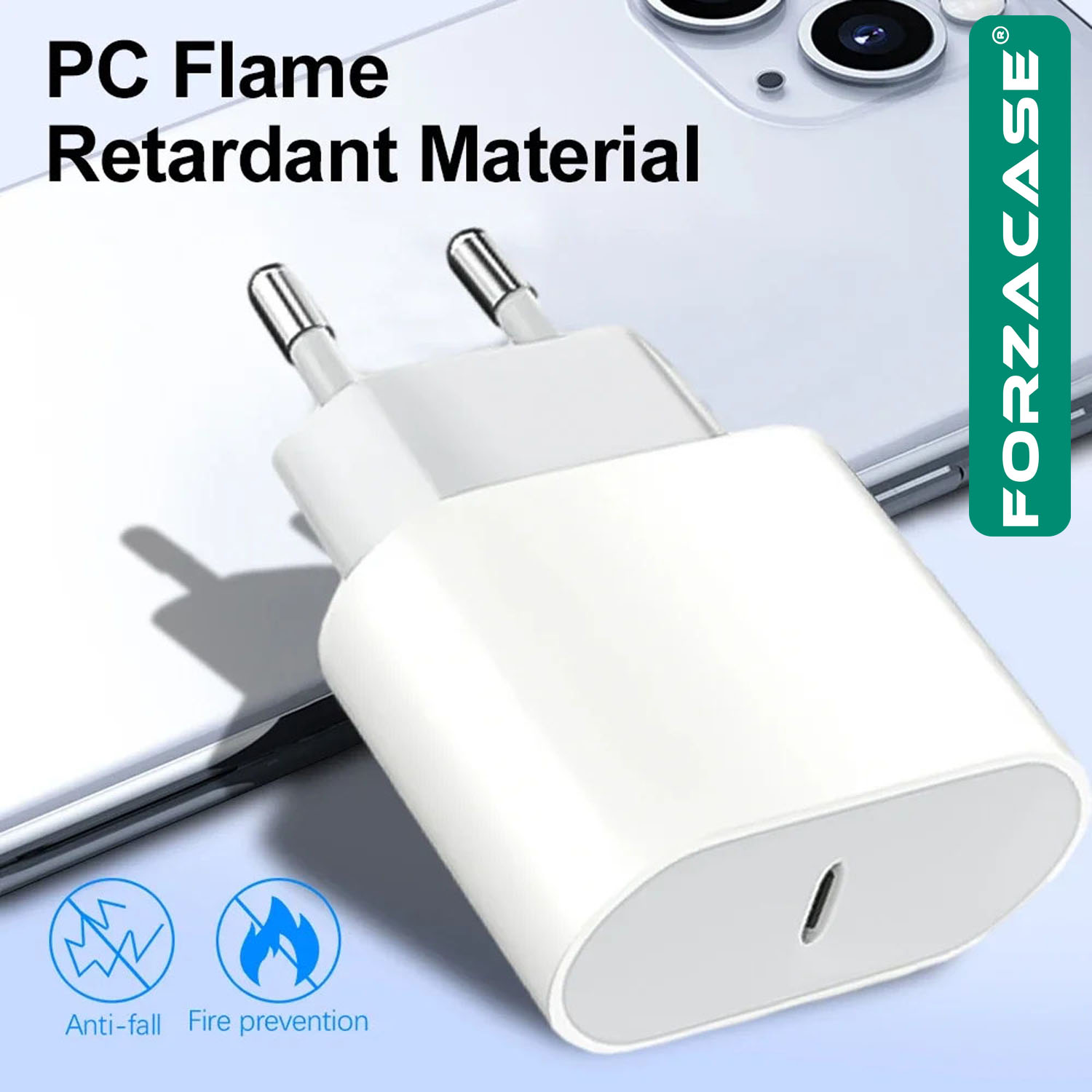 Forzacase Hızlı Şarj Destekli 20W USB-C Güç Adaptörü Apple iOS Android uyumlu PD Adaptör - FC400