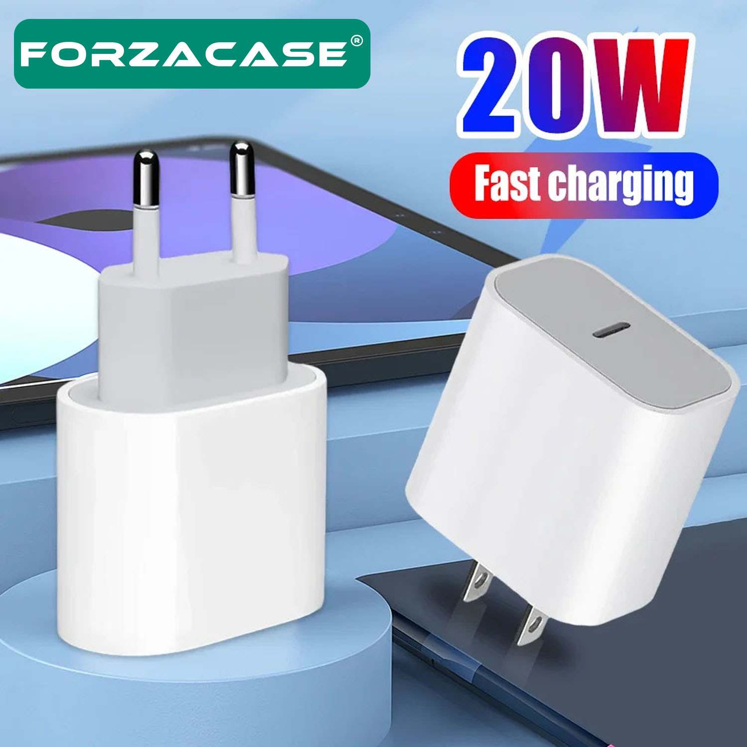 Forzacase Hızlı Şarj Destekli 20W USB-C Güç Adaptörü Apple iOS Android uyumlu PD Adaptör - FC400