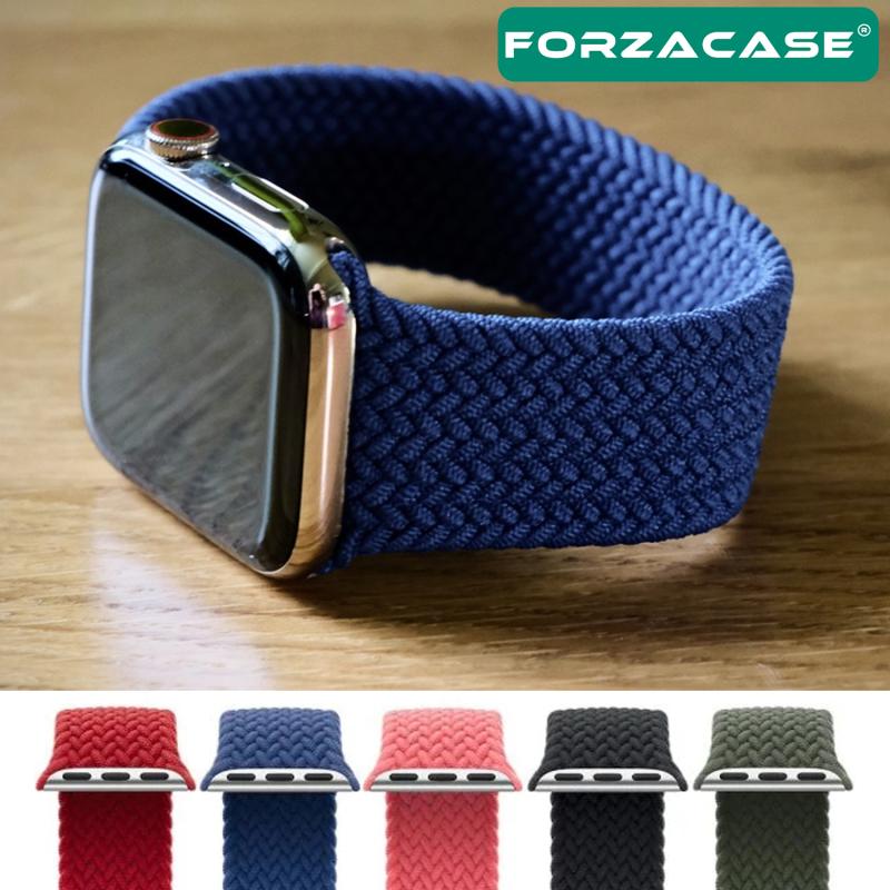 Forzacase Apple Watch 12 46mm ile uyumlu Hasır Örgü Solo Loop Kordon Kayış - FC401