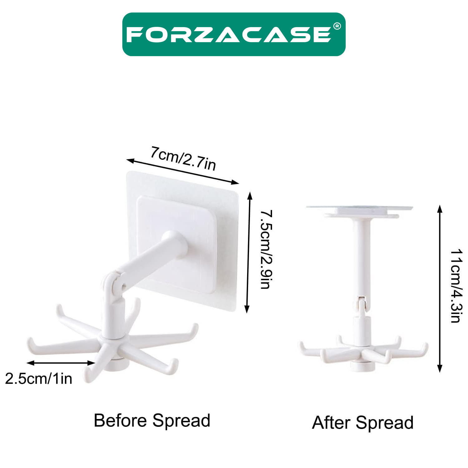 Forzacase 360 Derece Dönen 6 Pençe Askı Aparatı Kendinden Yapışkanlı Ev Mutfak Banyo için - FC413