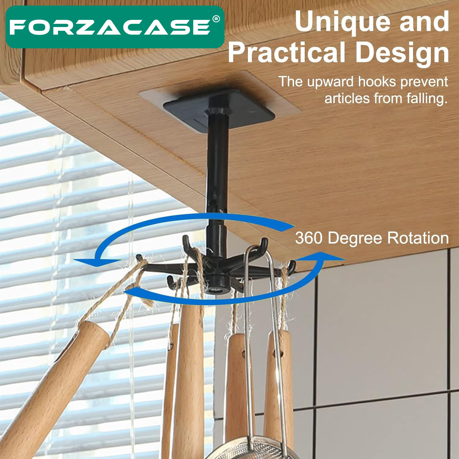 Forzacase 360 Derece Dönen 6 Pençe Askı Aparatı Kendinden Yapışkanlı Ev Mutfak Banyo için - FC413