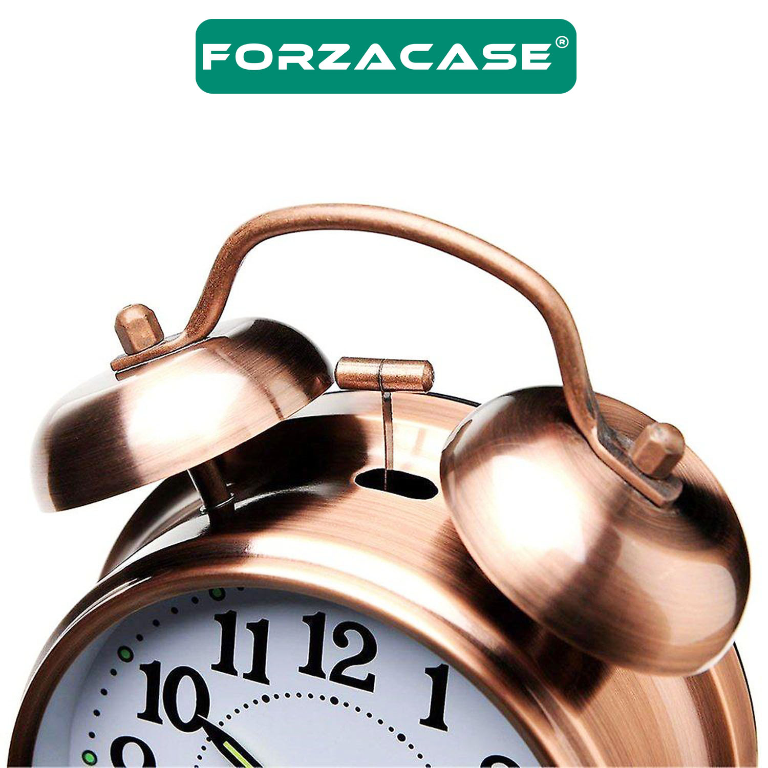 Forzacase Vintage Retro Tasarım Büyük Boy Işıklı ve Alarmlı Bakır Çalar Saat - FC414