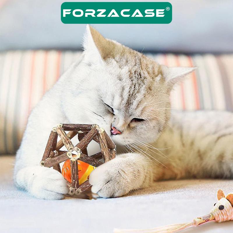 Forzacase Ahşap Diş Temizleyici Çıngıraklı Matatabi Oyun Topu 7,5cm - FC421