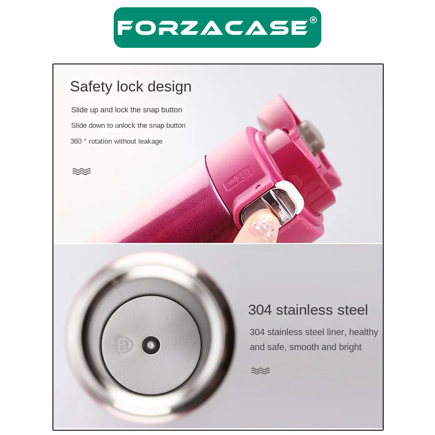 Forzacase Paslanmaz Çelik 400 ml Sıcak Soğuk Tutan Çay Kahve Su Termosu Matara - FC432