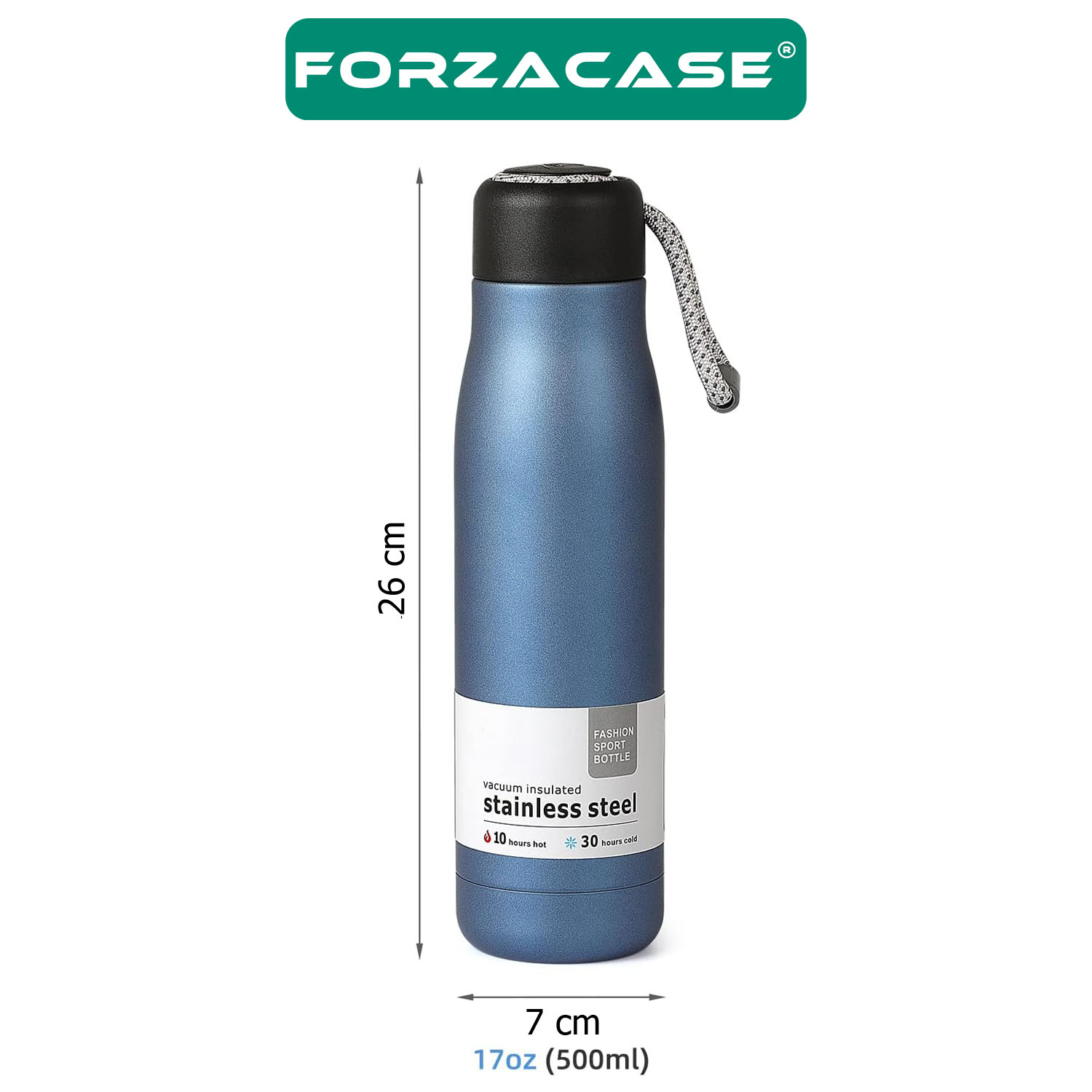 Forzacase Paslanmaz Çelik 500 ml Sıcak Soğuk Tutan Çay Kahve Su İpli El Termosu - FC433