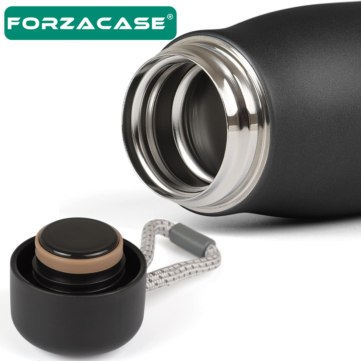 Forzacase Paslanmaz Çelik 500 ml Sıcak Soğuk Tutan Çay Kahve Su İpli El Termosu - FC433