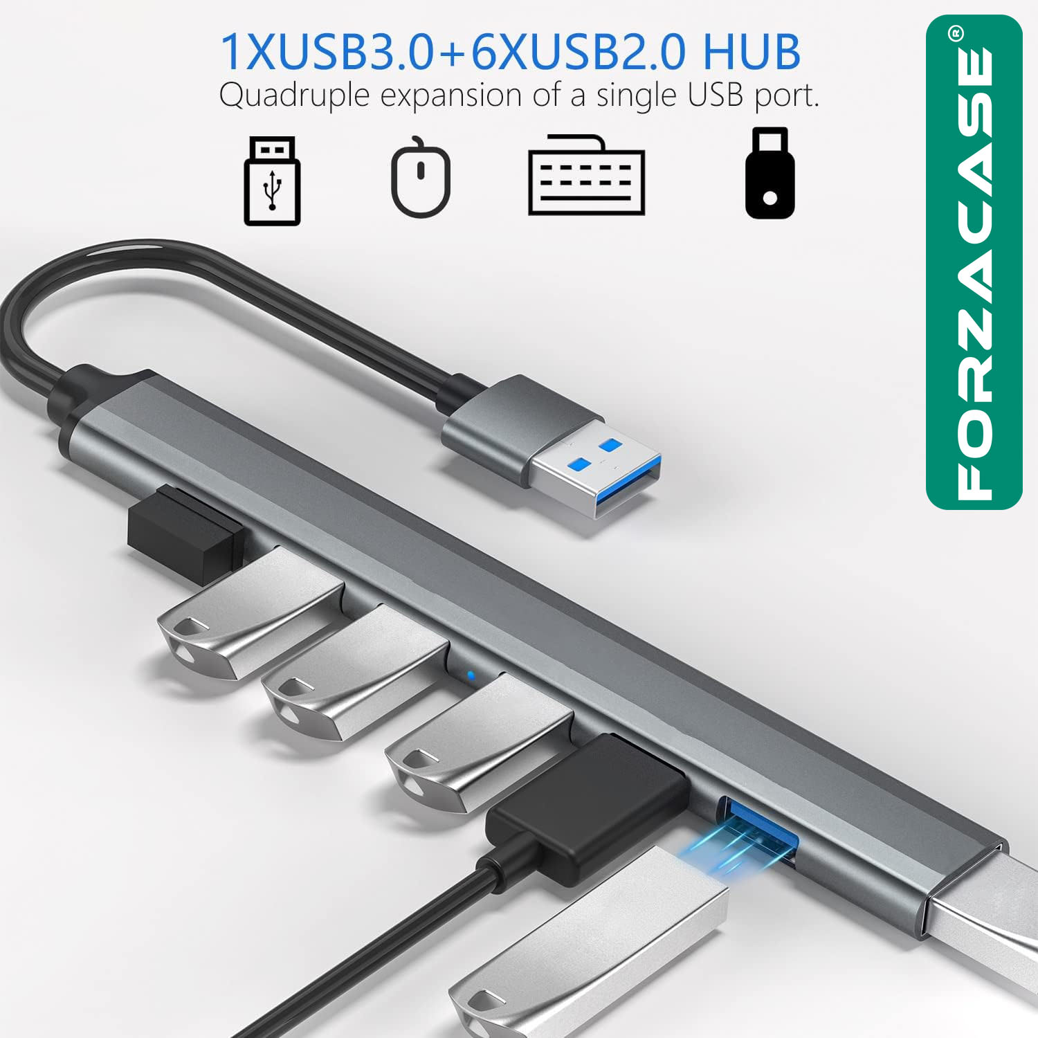 Forzacase USB 3.0 to USB 2.0 Port Çoğaltıcı Hub 7in1 OTG Adaptör 6lı USB Çoklayıcı -FC445