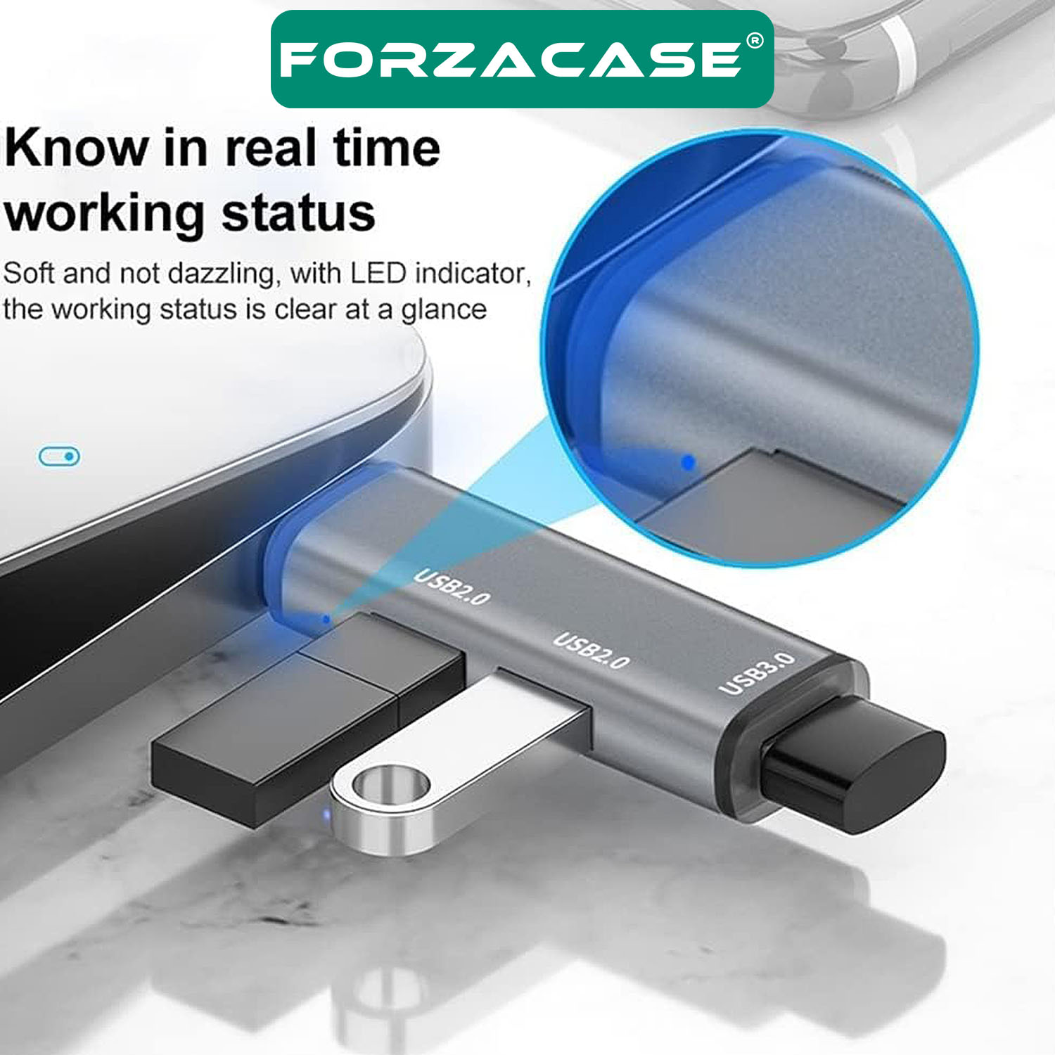 Forzacase Type-C to USB 3.0 Çoğaltıcı Hub 3in1 OTG Adaptör - FC446