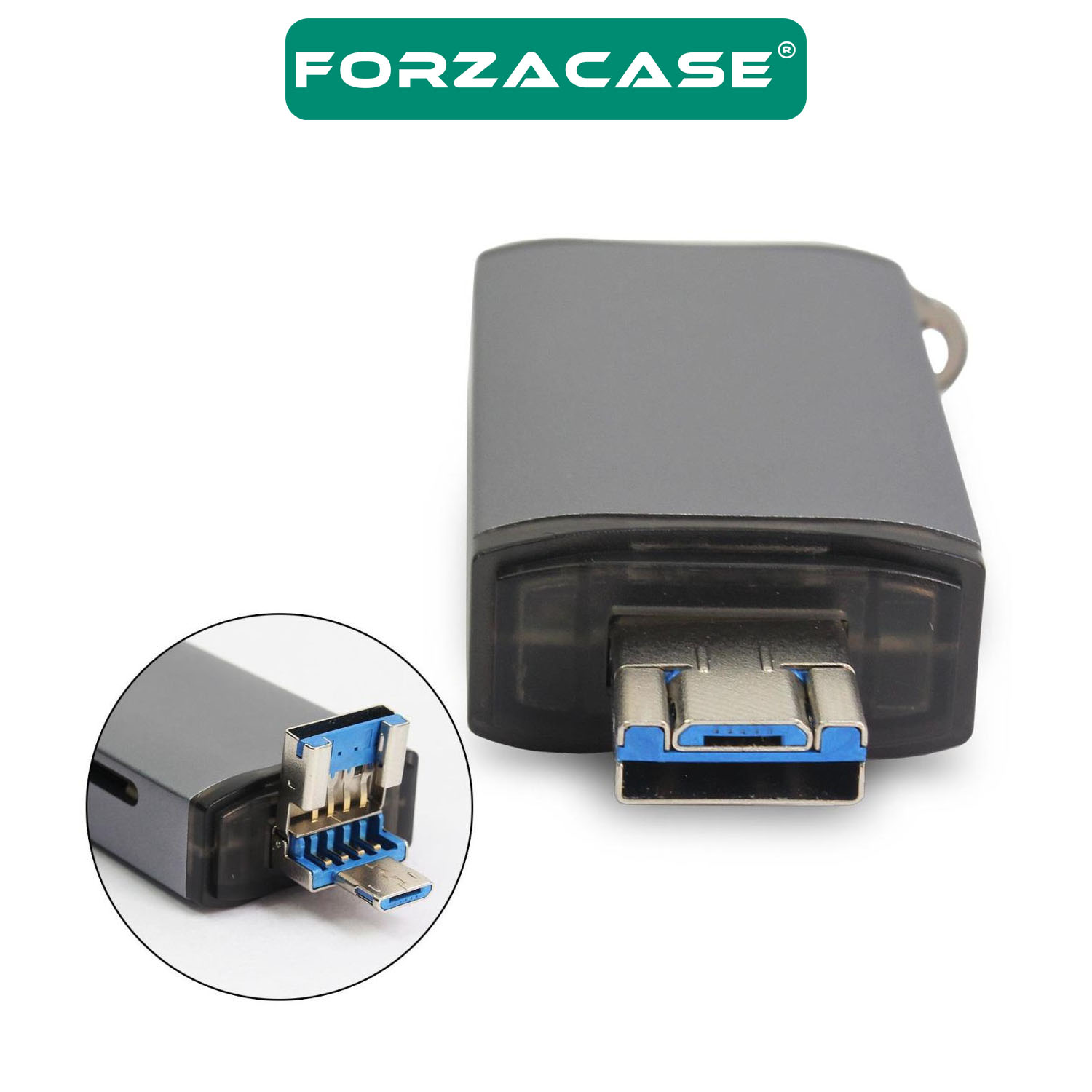 Forzacase USB 3.0 Type C Micro USB Kart Okuyucu 3in1 USB OTG SD/TF - FC447