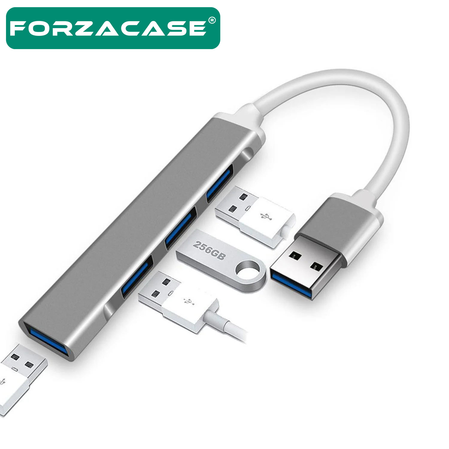 Forzacase USB 3.0 to USB 2.0 Port Çoğaltıcı Hub 4in1 OTG Adaptör 4lü USB Çoklayıcı - FC448