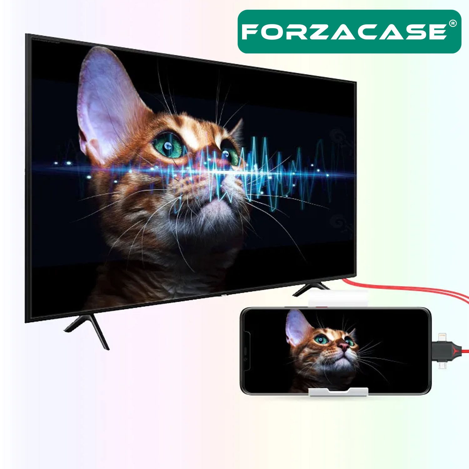 Forzacase 3in1 Görüntü Aktarıcı Kablo Lightning Type-C Micro USB to HDMI Dönüştürücü - FC450