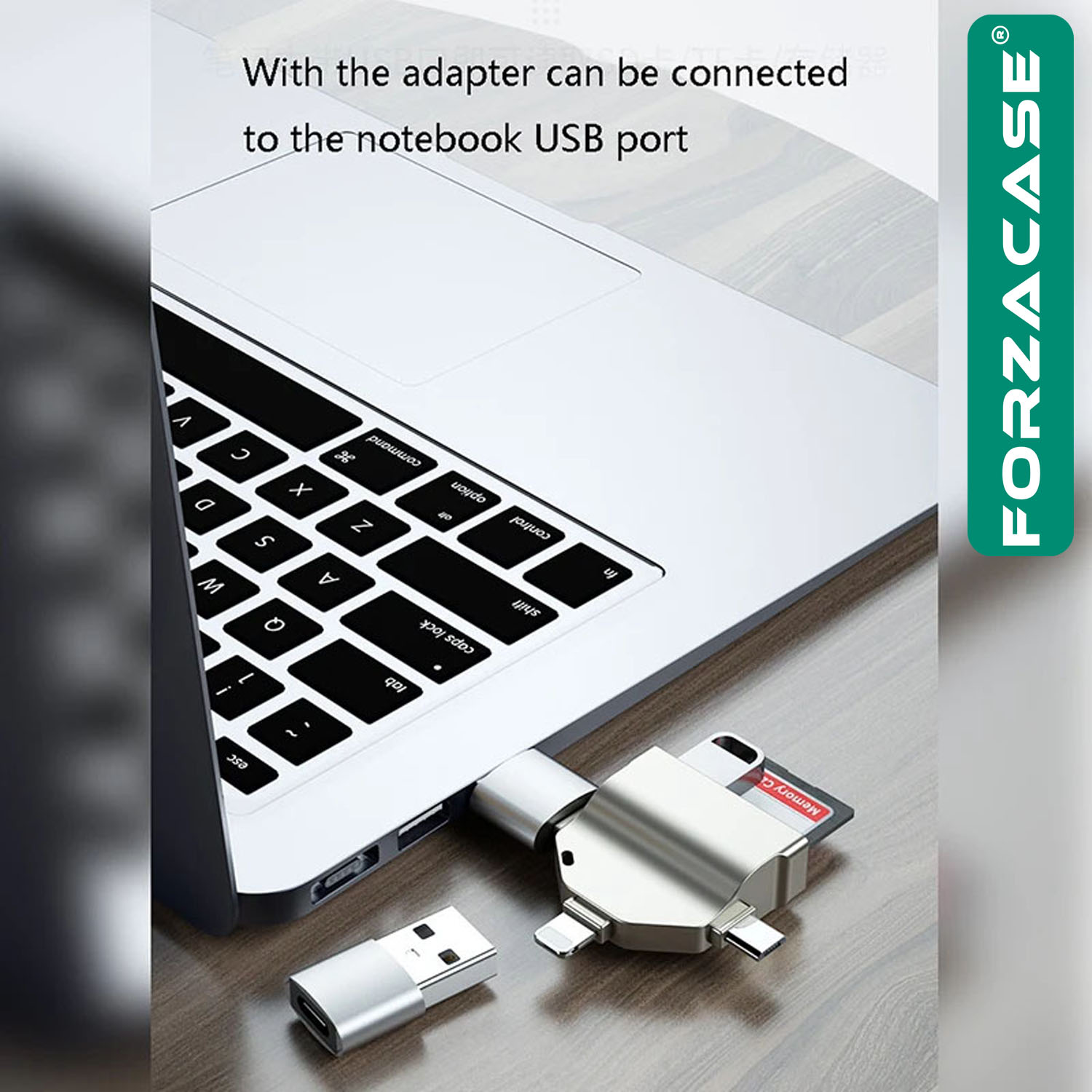 Forzacase Lightning Type-C Micro USB to USB Flash Bellek ve SD / TF Kart Okuyucu Adaptör - FC459