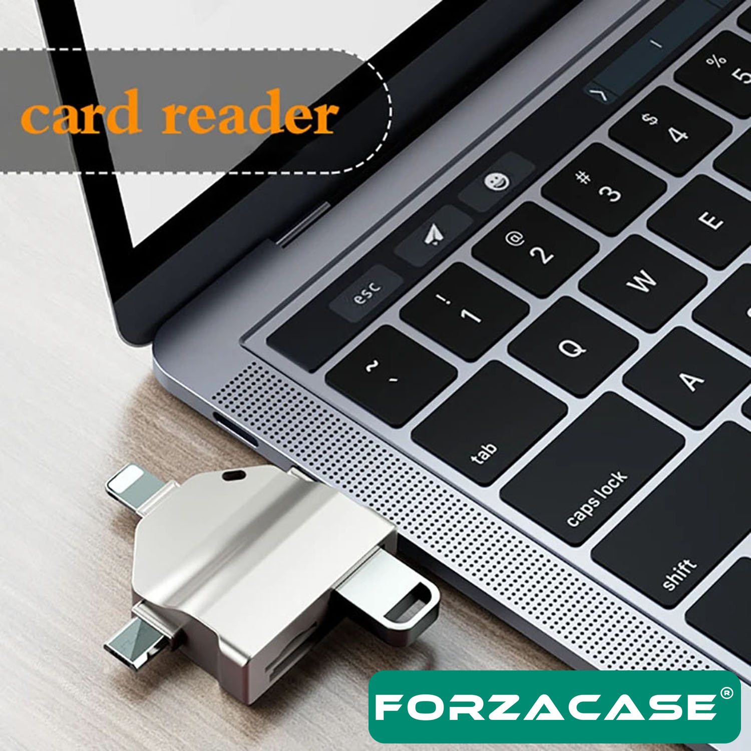 Forzacase Lightning Type-C Micro USB to USB Flash Bellek ve SD / TF Kart Okuyucu Adaptör - FC459