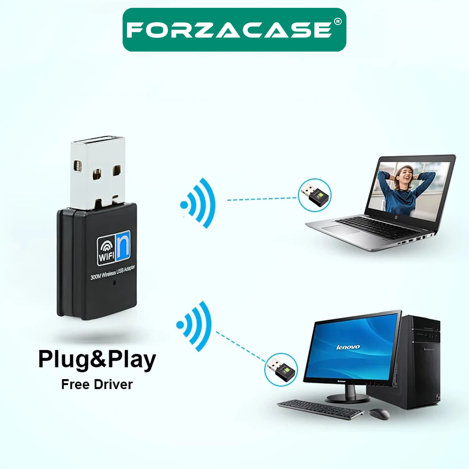 Forzacase 2.4 GHz 300 Mbps Mini Usb Wireless Kablosuz WiFi AP Adaptörü Dongle - FC460