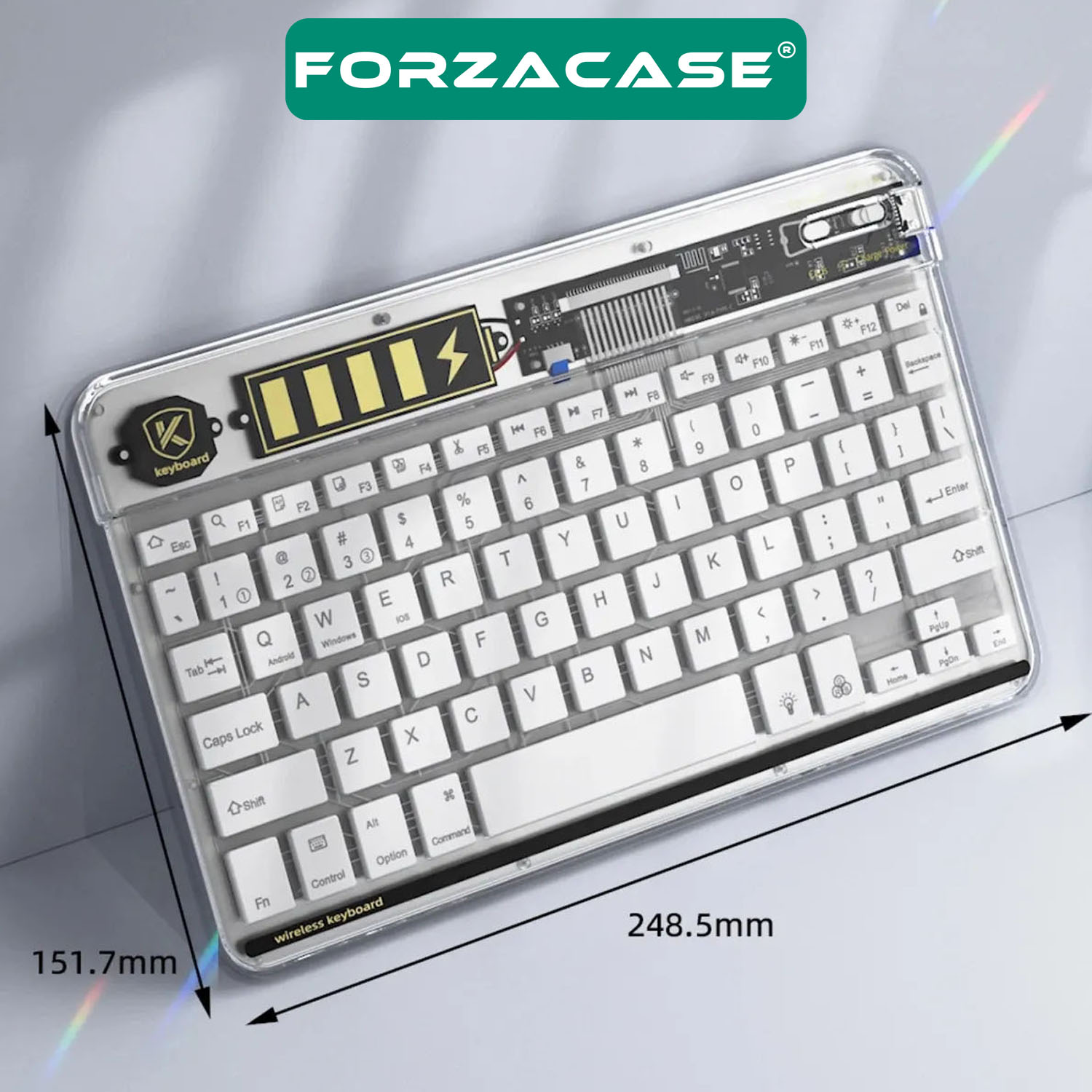Forzacase Tablet ve Telefonlar için 7 Renk RGB LED Işıklı Kablosuz Bluetooth Klavye - FC461