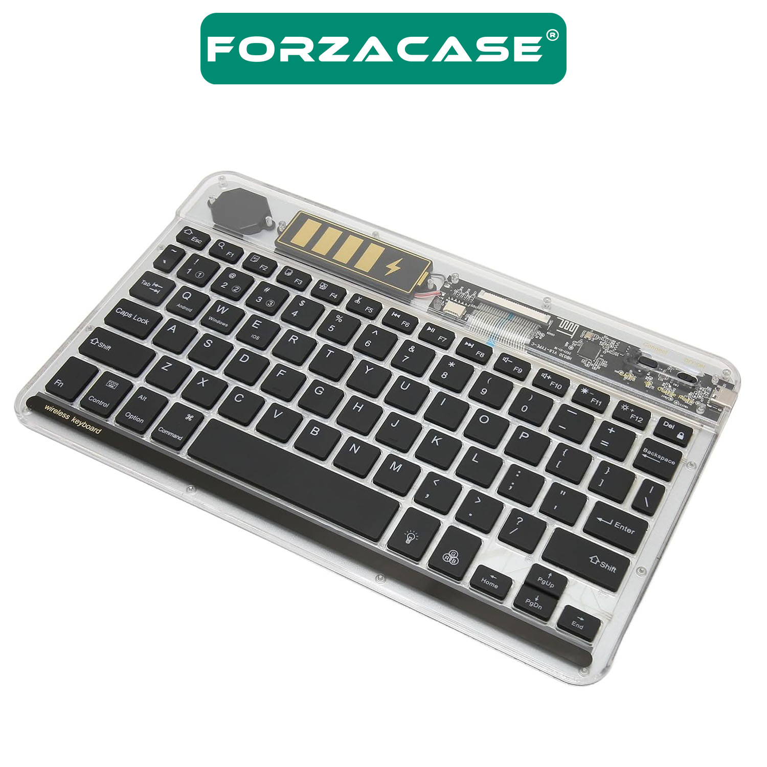 Forzacase Tablet ve Telefonlar için 7 Renk RGB LED Işıklı Kablosuz Bluetooth Klavye - FC461