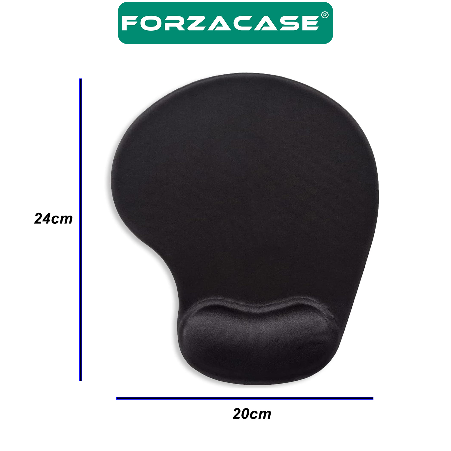 Forzacase Kaydırmaz Silikon Tabanlı Mat Bilek Destekli Mouse Pad 20x24cm Siyah - FC471