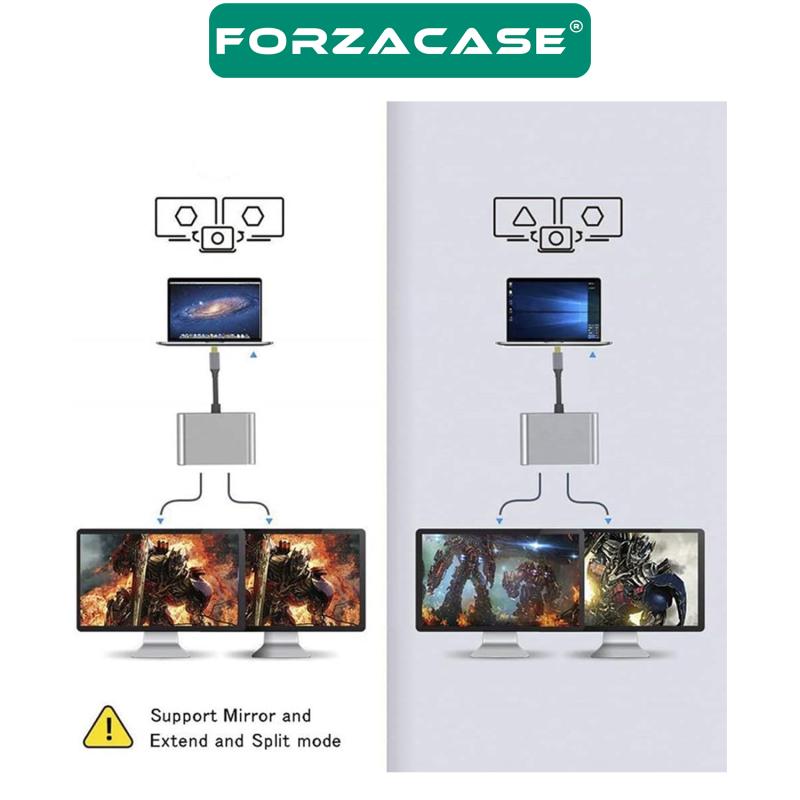 Forzacase Type-C to Çift HDMI 4K Ultra HD Çevirici Adaptör Çift Ekran Dönüştürücü - FC485