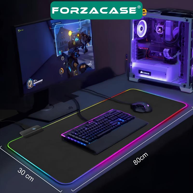 Forzacase Siyah Zemin RGB Ledli Gaming Mouse Pad RGB Oyuncu Mouse Pad 80X30 cm - FC486