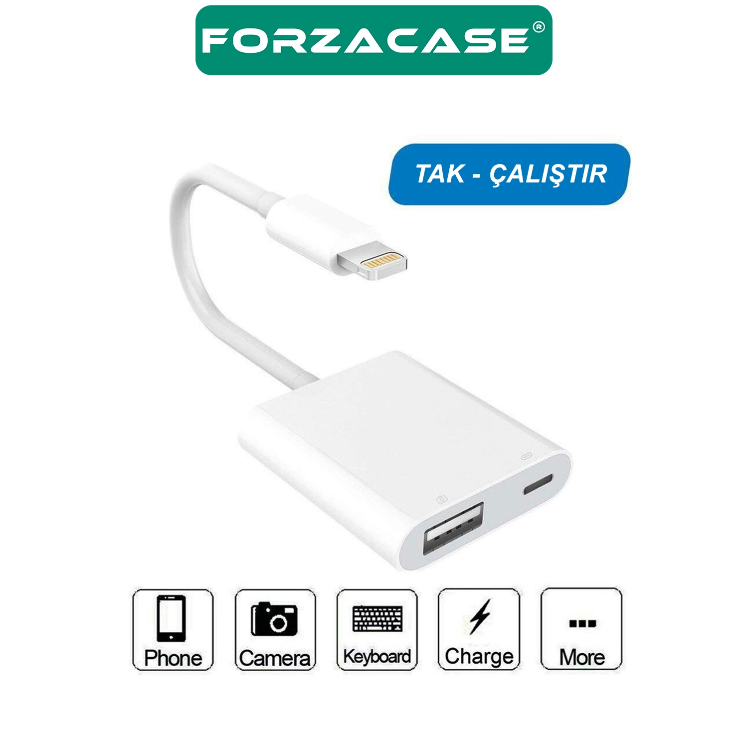 Forzacase Lightning to USB 3.0 iPhone iPad Bağlantı Şarj ve Kamera Adaptörü - FC1095