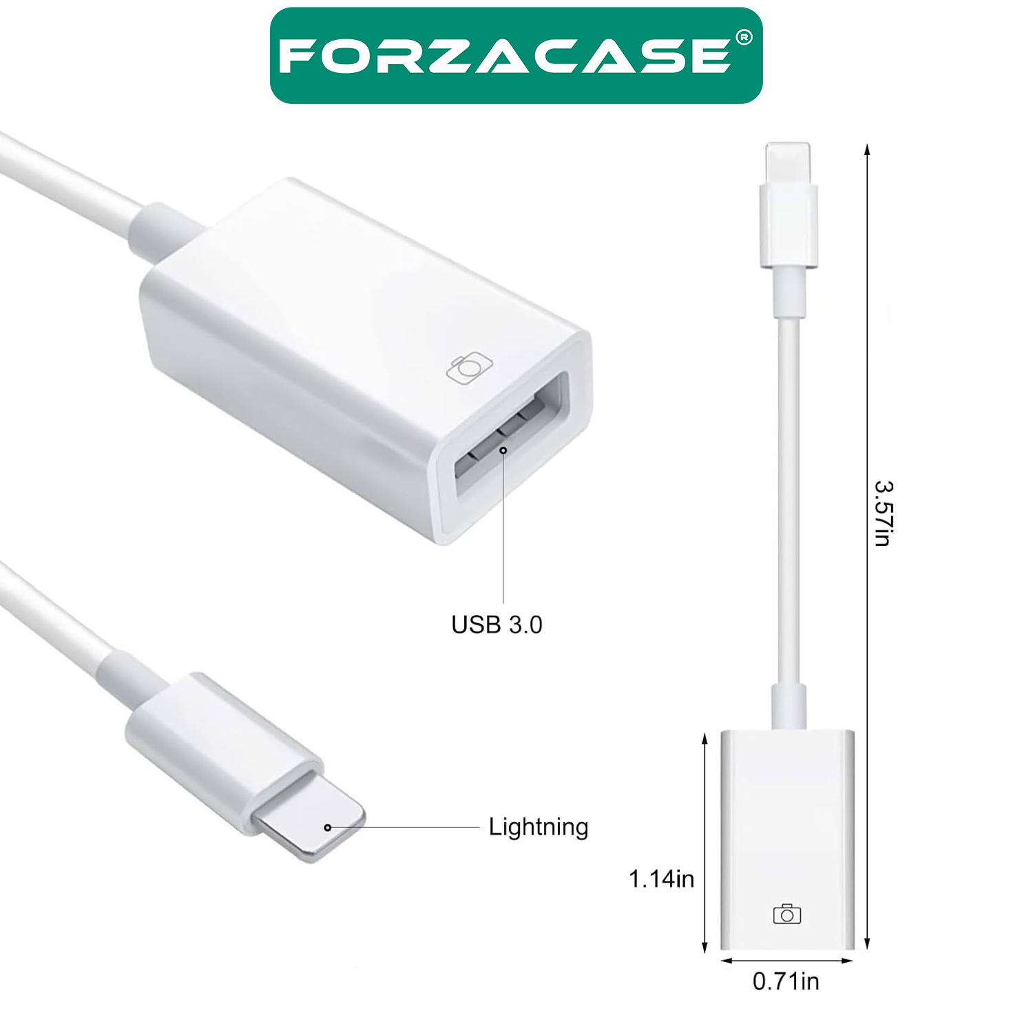 Forzacase iPhone iPad Lightning to USB Tak Çalıştır Kamera Adaptörü - FC490