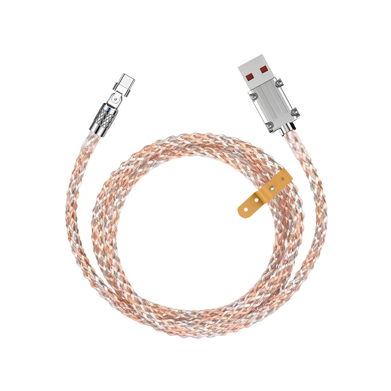 Forzacase Type-C to USB 6A 66W PD RGB Işıklı Hızlı Şarj ve Data Kablosu 1 metre - FC492